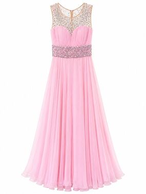 Ashley Lauren 1064 Pink Chiffon Formal Gown